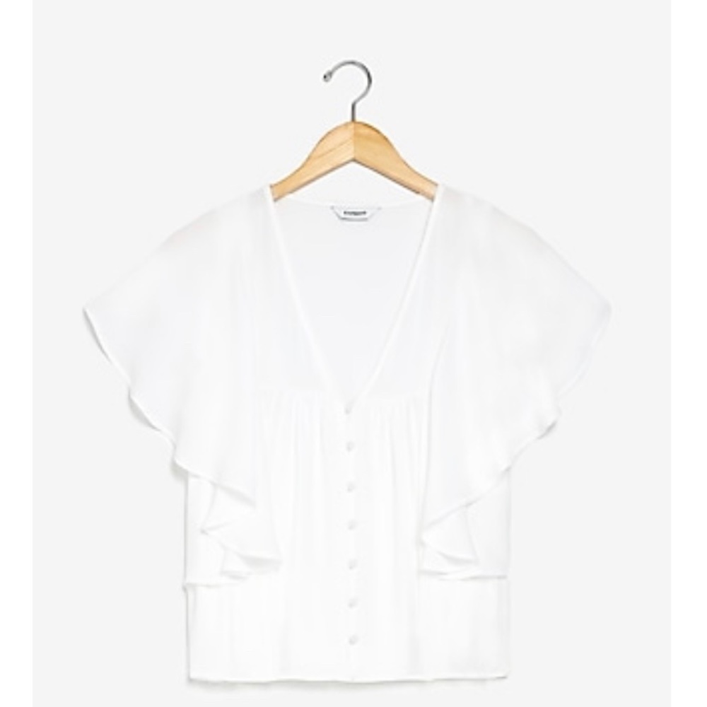 EXPRESS button front flutter sleeve top